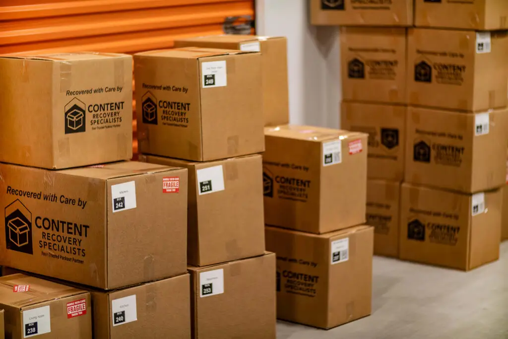 CRS stack of boxes in a warehouse