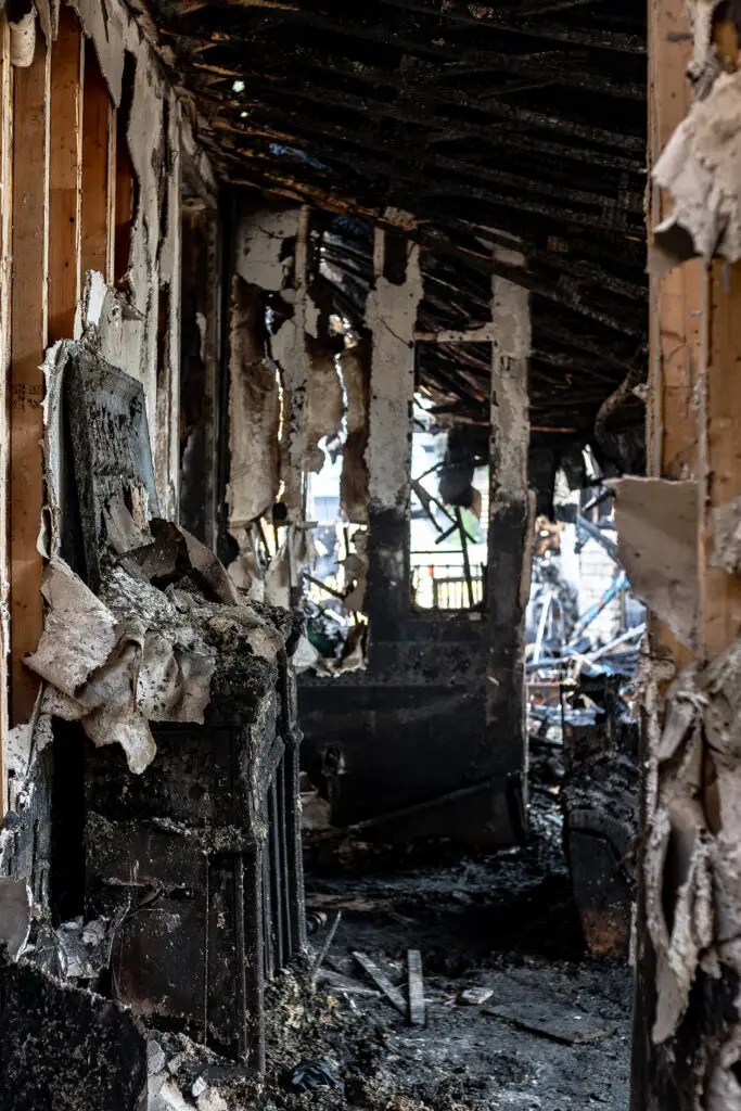 Fire damage to a house